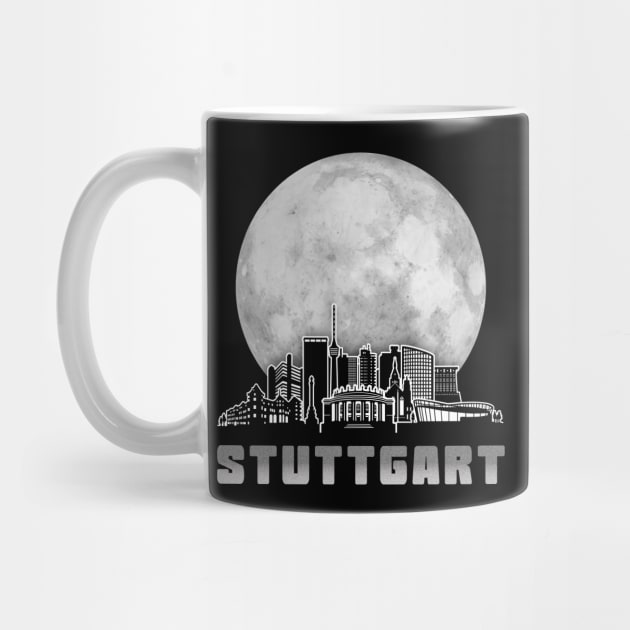 Stuttgart Germany Skyline Full Moon by travel2xplanet